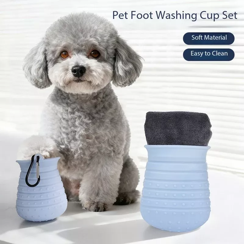 Portable Dog Paw Cleaner and Towel Set