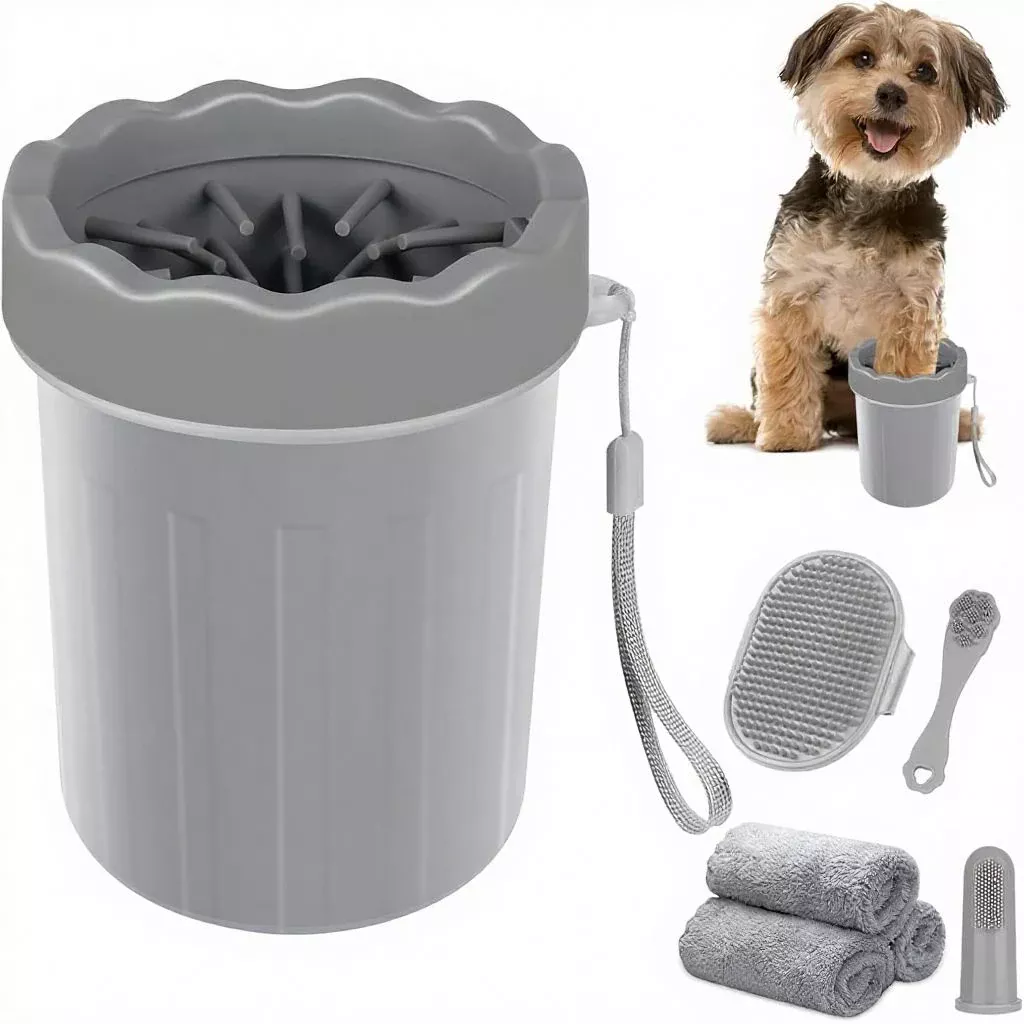 7-Piece Dog Paw Cleaner Kit with Brush and Towels