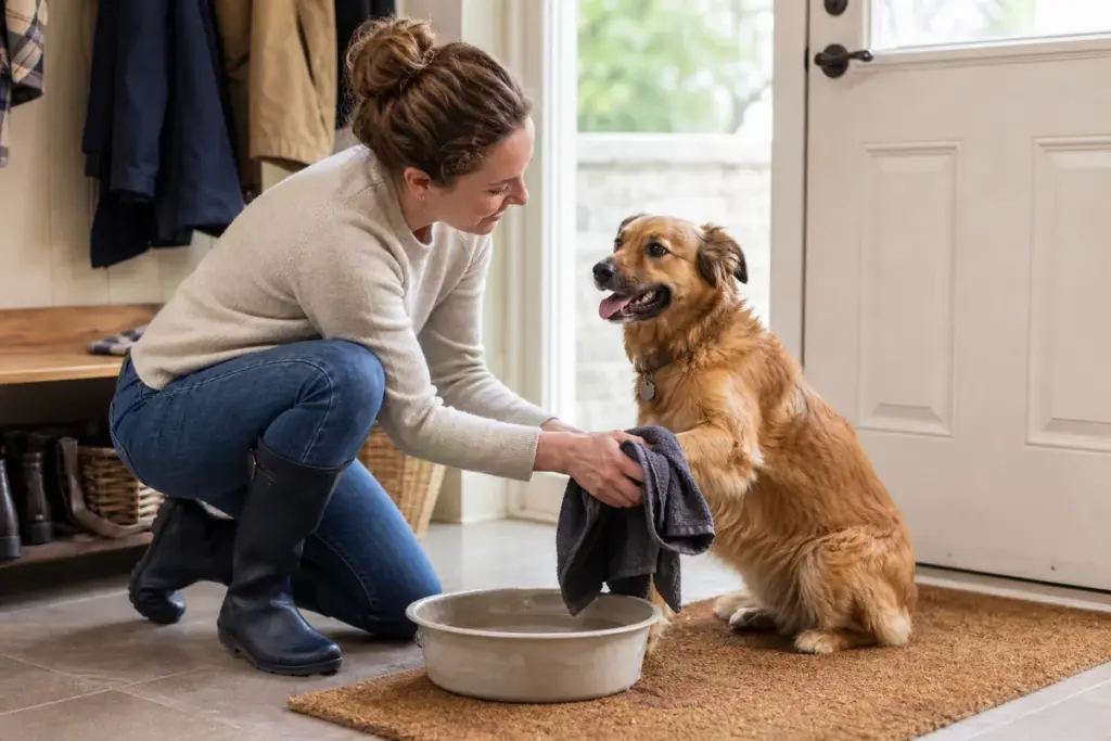 Cleaning Dog Paws After a Walk: A Calm Entryway Routine